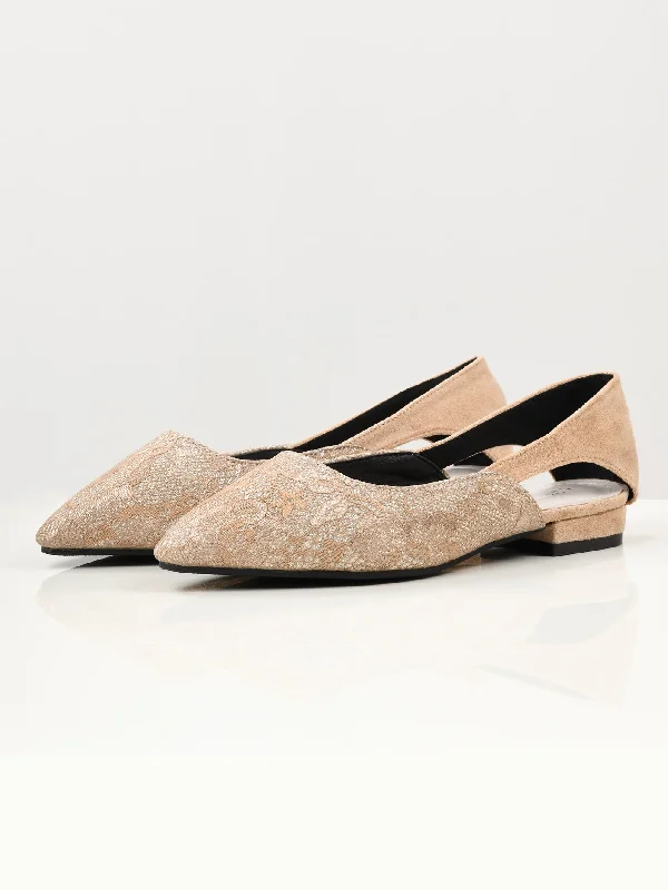 Shimmer Net Shoes - Light Peach