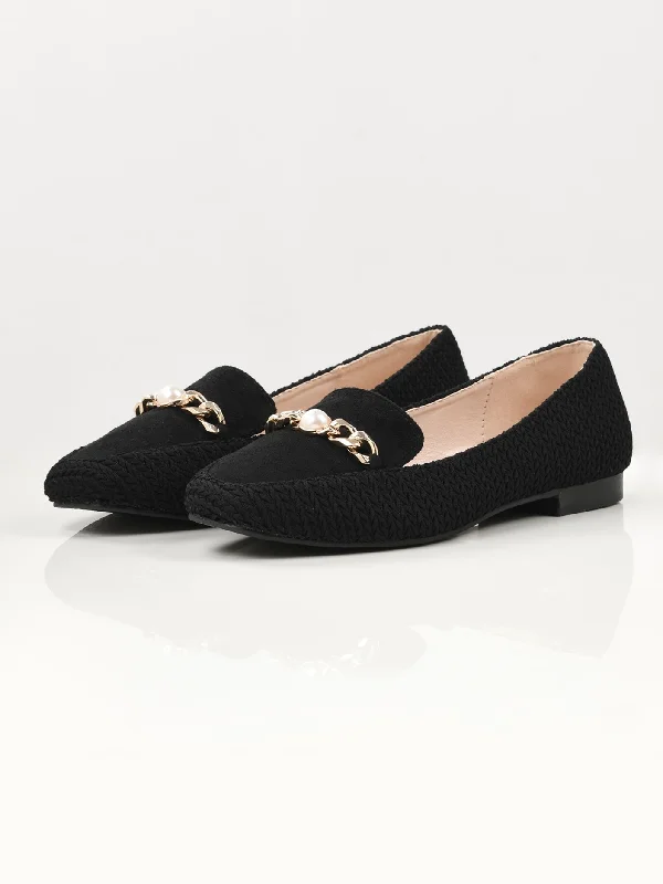 Textured Chain Shoes - Black