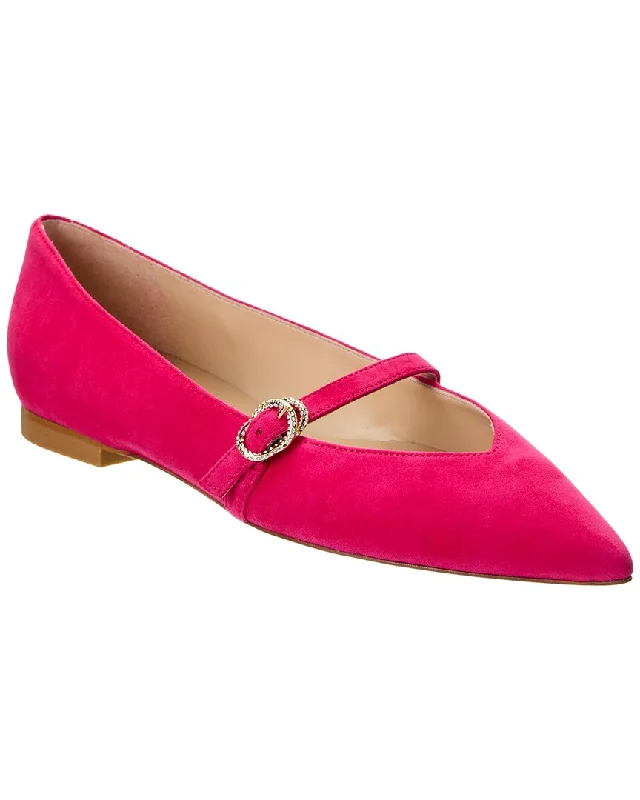 Flats with rooftop flair-Stuart Weitzman Crystal Buckle Suede Flat