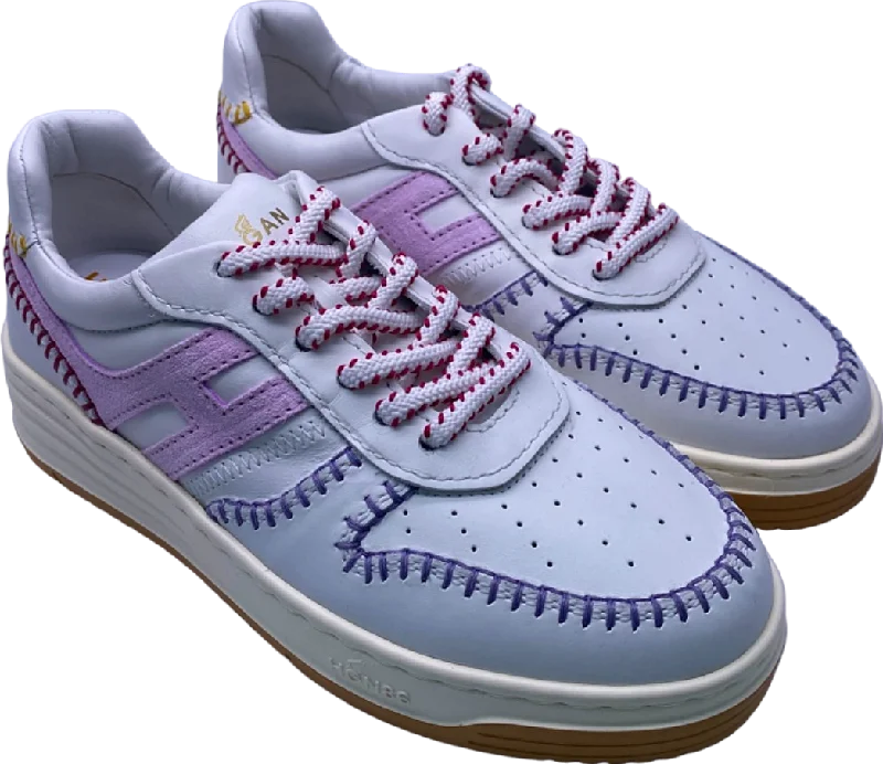 High-performance athletic shoes-Hogan White and Pink Women's Lace-Up Sneakers EU 37 UK 4