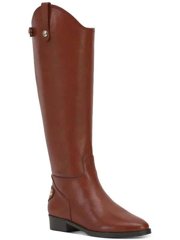 winter boots with waterproof soles-Aleah Womens Leather Tall Knee-High Boots