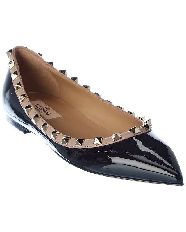 Affordable flats with charm-Valentino Rockstud Patent Flat