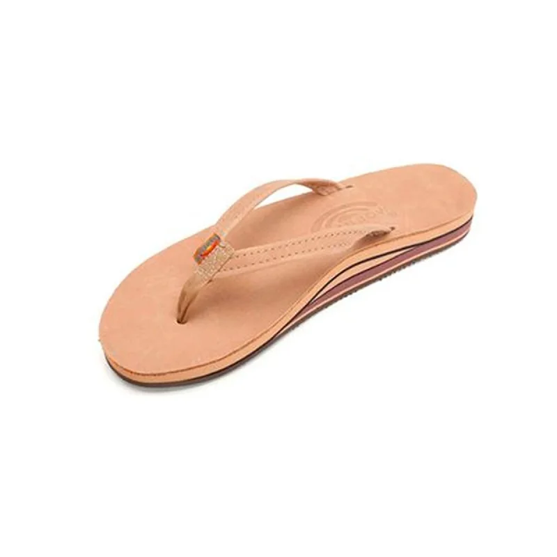 Sandals for high comfort levels-Rainbow Double Skinny Premier Leather Women's Sandals - Sierra Brown