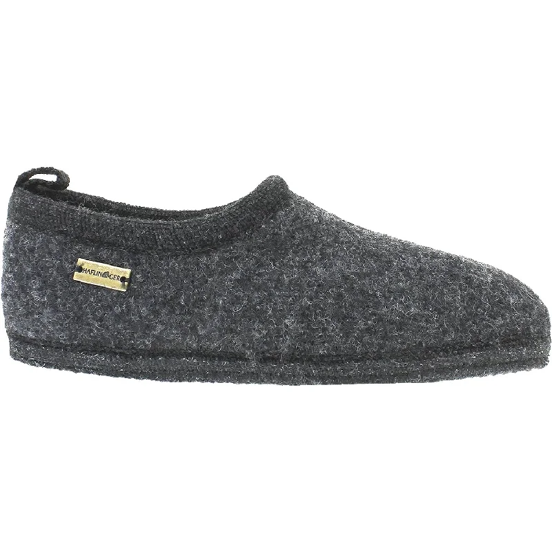 Slippers for fuzzy tops-Unisex Haflinger Freddie Charcoal Wool