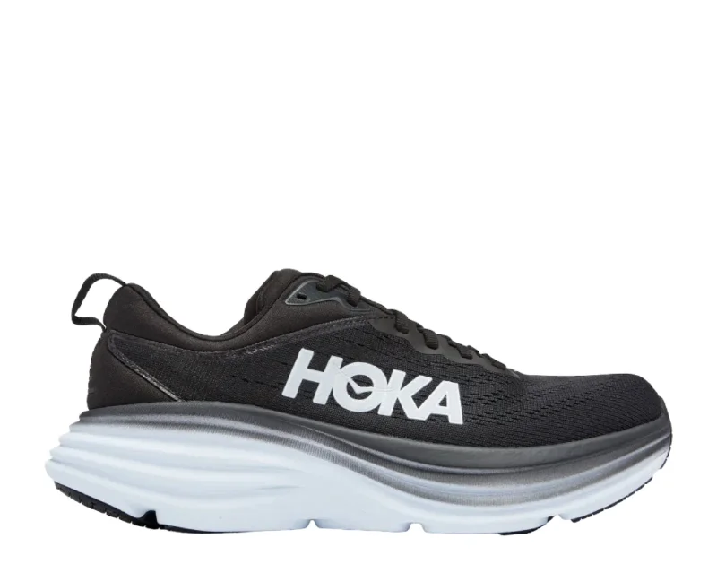 Athletic shoes for weight training-Hoka Bondi 8 Black/White Women's Running Shoes 1127952-BWHT