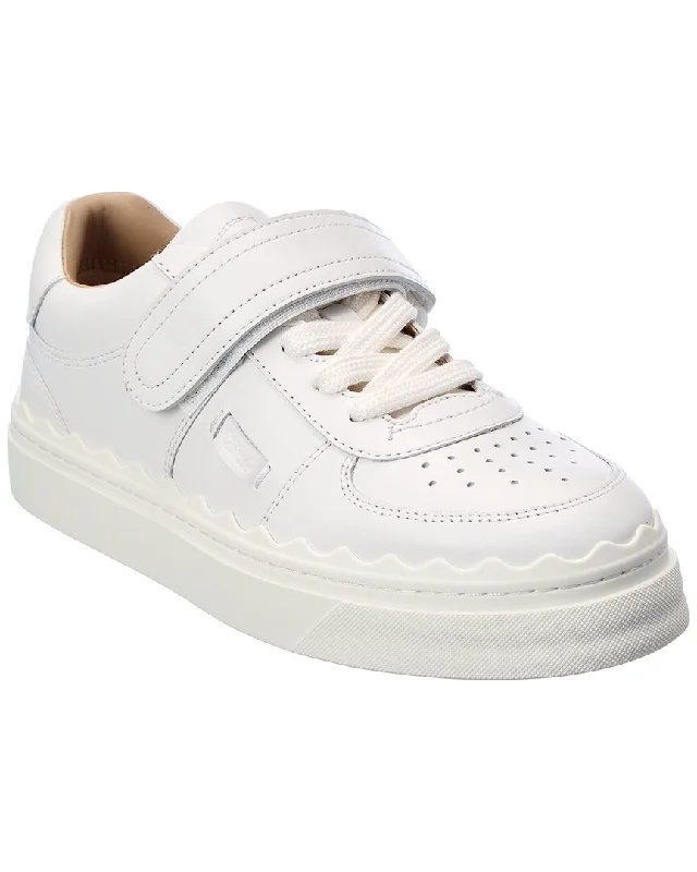 Athletic shoes with lightweight material for comfort-Chloé Lauren Scalloped Leather Sneaker