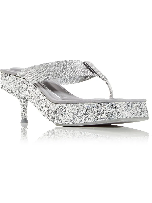 Sandals with minimal design-Jessica Womens Metallic Glitter Heels