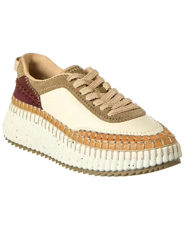 Athletic shoes for track workouts with durability-Chloé Nama Canvas & Leather Sneaker