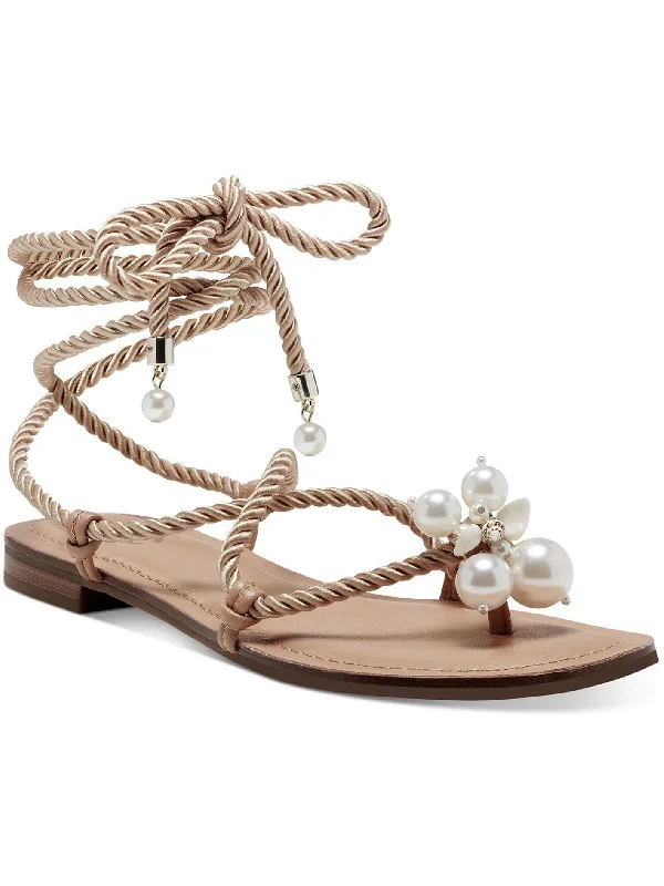 Soft sandals for women-Jerzi Womens Rope Embellished Flat Sandals