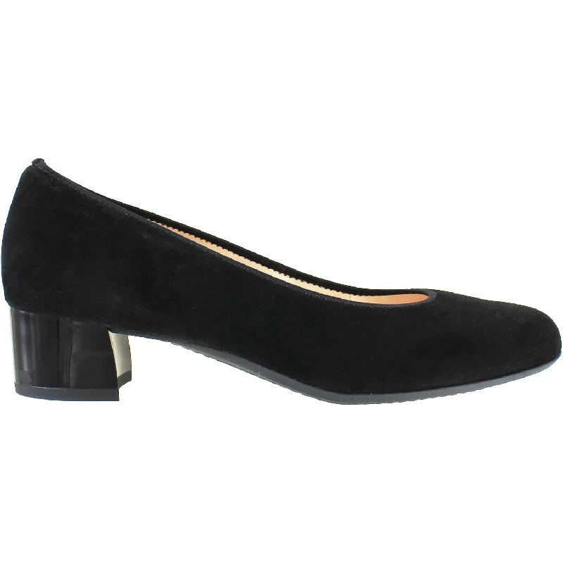 Fashion dress shoes with crossover-Women's Ara Vivian Black Kid Suede