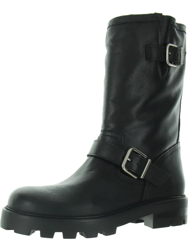 boots for fashionable snow adventures-Gleeson Womens Faux Leather Platforms Motorcycle Boots