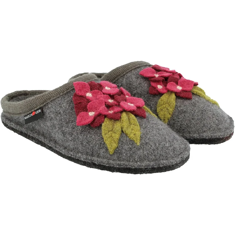 Slippers with winter feasts-Women's Haflinger Hortensia Grey Wool