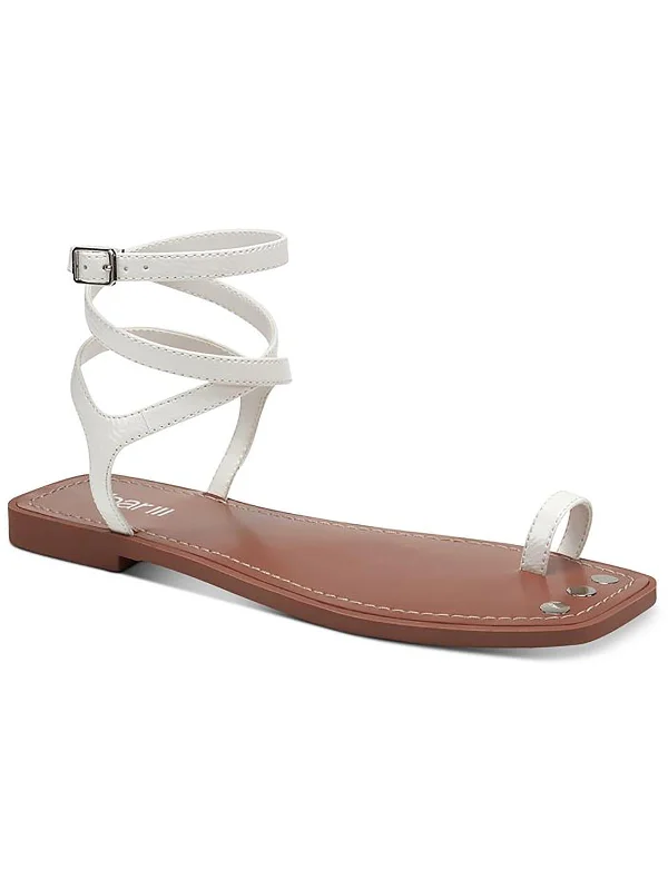 Sandals with sparkles-Ryanne Womens Patent Toe Loop Strappy Sandals