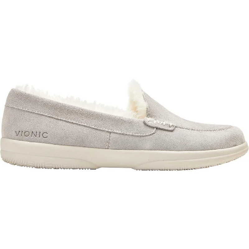 Slippers with cozy knit-Women's Vionic Lynez Slippers Light Grey Suede