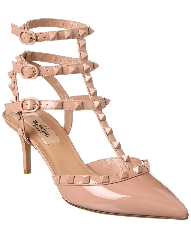 Valentino Rockstud Caged 65 Patent Ankle Strap Pump