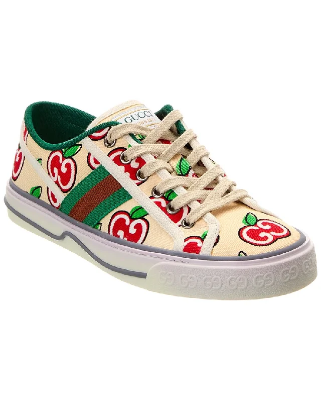 Athletic shoes with advanced traction for athletic activities-Gucci Tennis 1977 GG Apple Canvas Sneaker