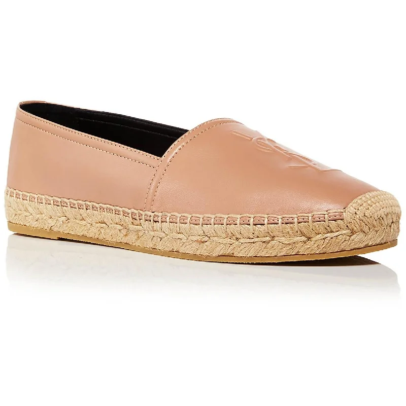 Affordable flats near parks-Womens Leather Slip On Espadrilles