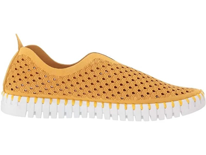 Comfortable athletic shoes-Women's Tulip Peforated Slip-On Sneaker In Golden Rod