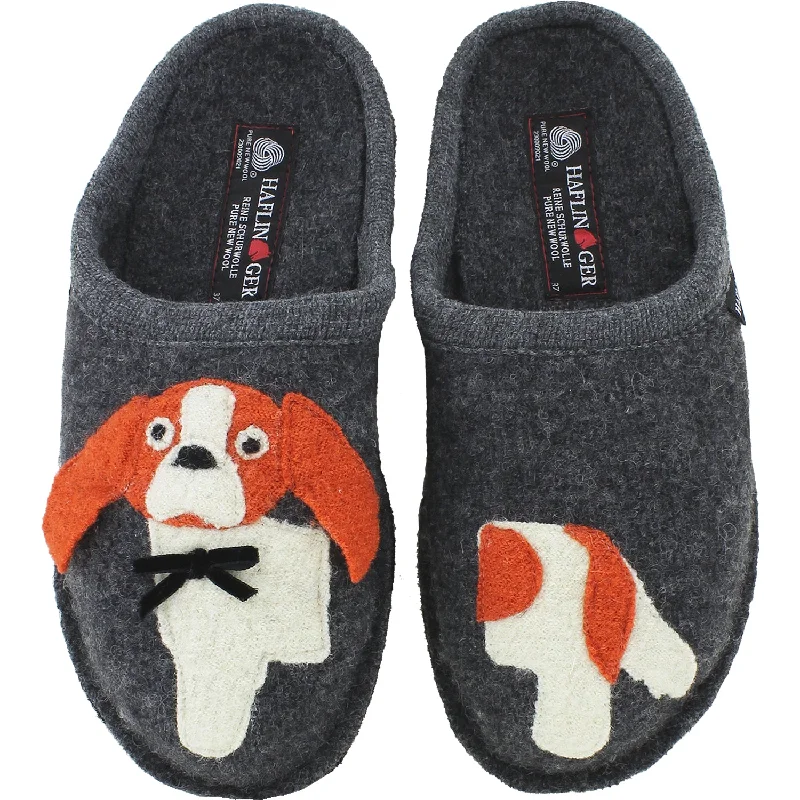 Slippers for sock pair-Women's Haflinger Spaniel Grey Wool