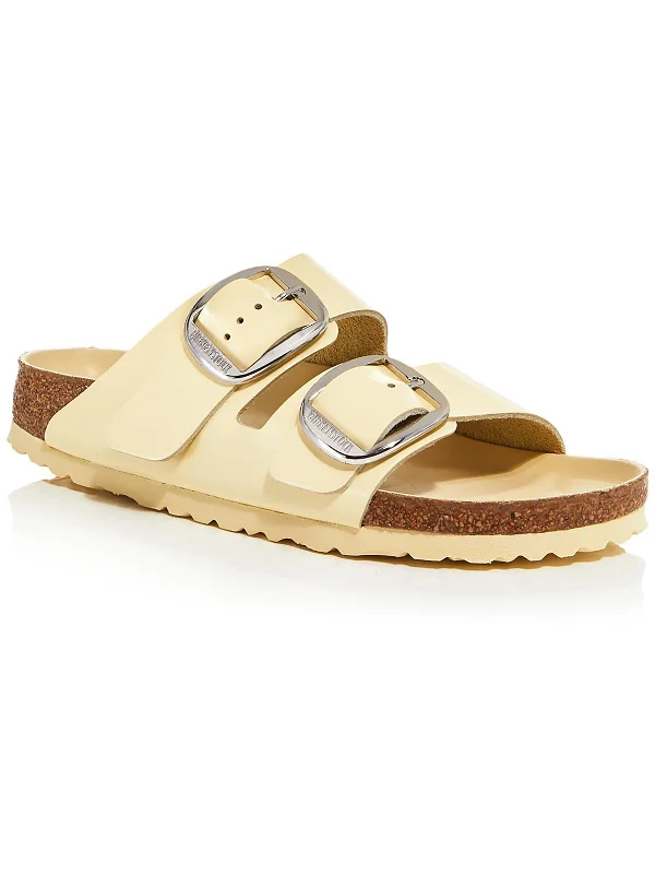 Sandals with decorative straps-Arizona Big Buckle Womens Leather Slip On Slide Sandals