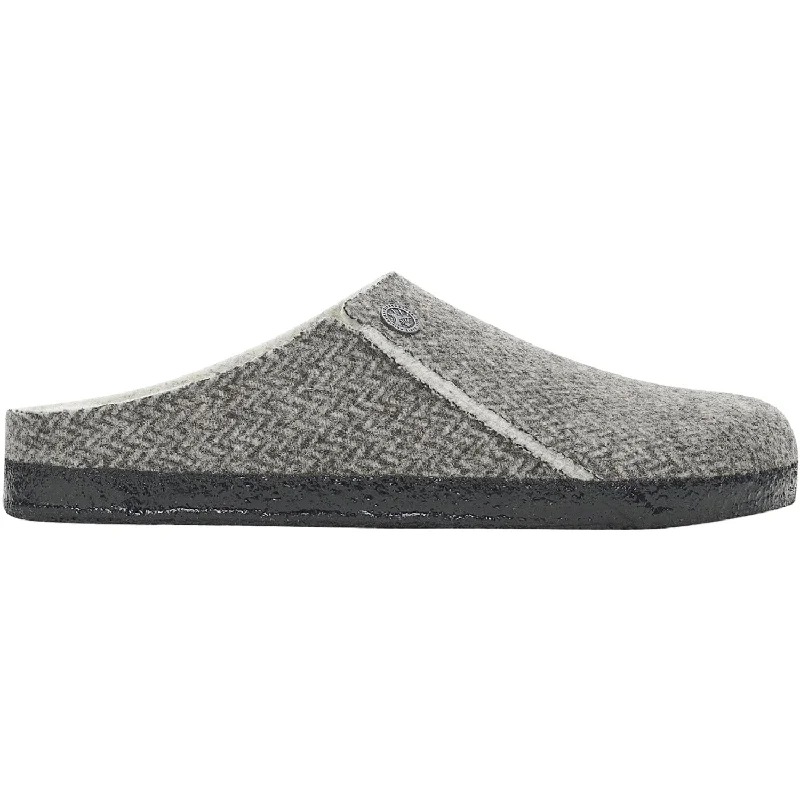 Slippers with cozy knit-Women's Birkenstock Zermatt Shearling Herringbone Grey Wool