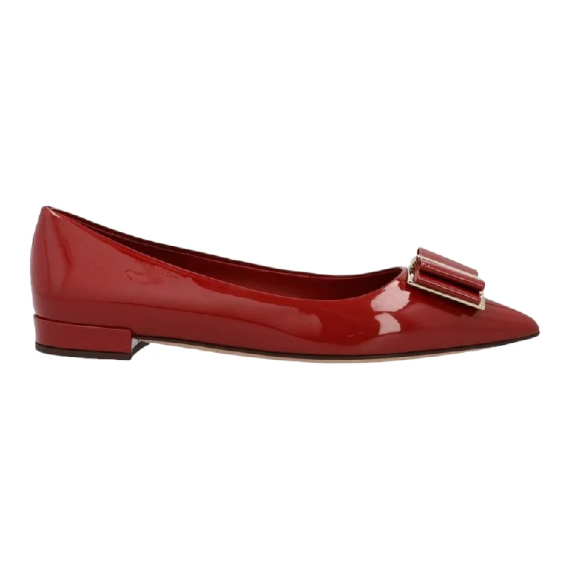 Flats near cultural hubs-SALVATORE FERRAGAMO Zeri 10 Women's 724202 Red Flats