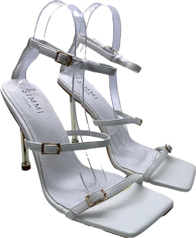 Simmi London White Strappy Heels With Gold Detail UK 7 EU 40 👠