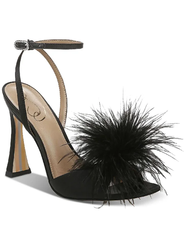 Sandals with classic footbed-Leon Womens Embellished Feathers Heels