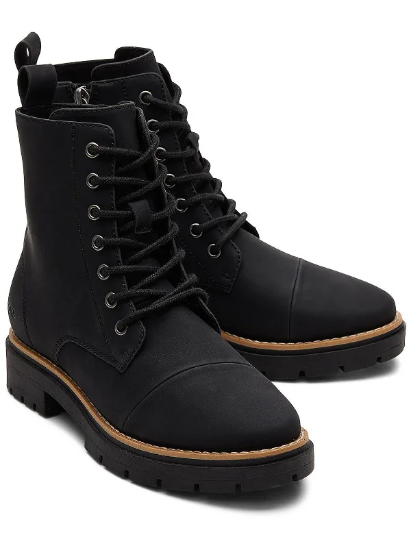 boots for stylish and comfortable wear-Alaya Womens Faux leather Round toe Combat & Lace-up Boots