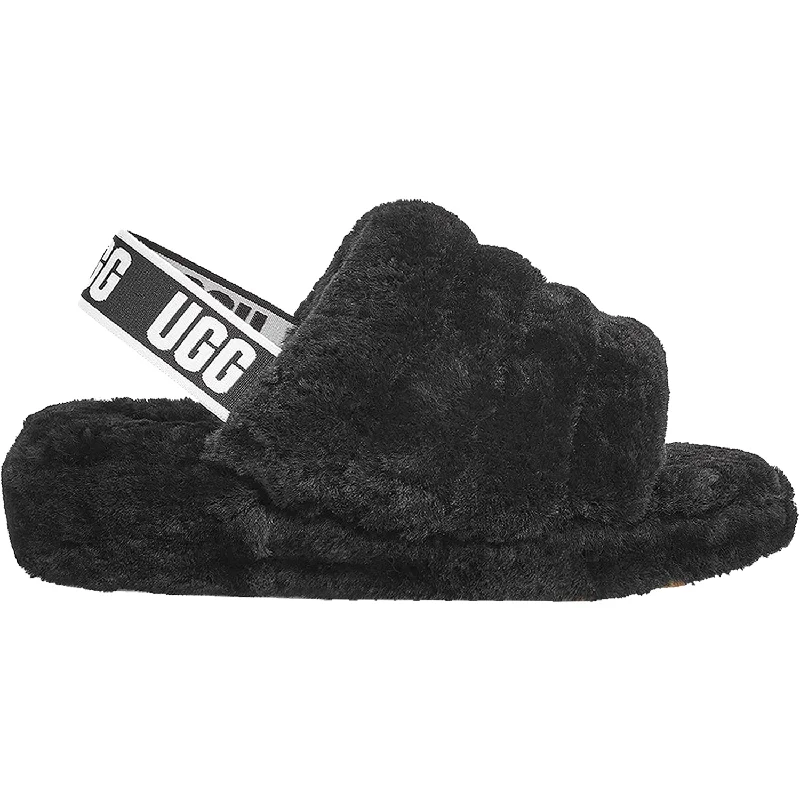 Slippers with Zoom comfort-Women's UGG Fluff Yeah Slide Black Sheepskin