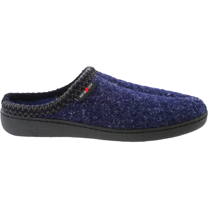 Slippers for seasonal wear-Unisex Haflinger AT Navy Speckle Wool