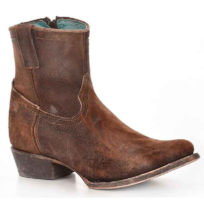 boots for versatile wear in all weather-Corral Women’s Abstract Shortie Chocolate-Tan Lamb Boots