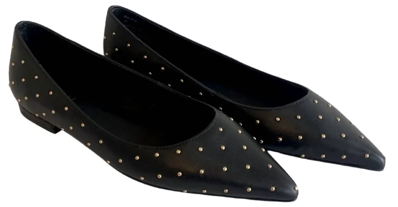 Modern flats with patios-Women's Brie Pointed Flat Shoes In Black/gold