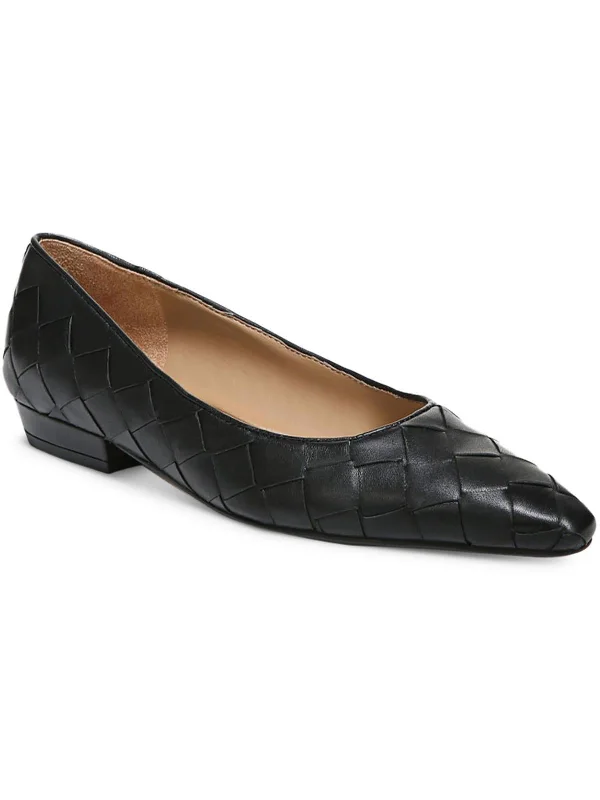 Flats for cozy living-Joy Womens Leather Basketweave Ballet Flats