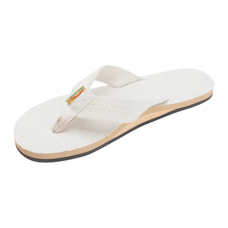 Sandals with durable soles-Rainbow Hemp Single Women's Sandals - Natural