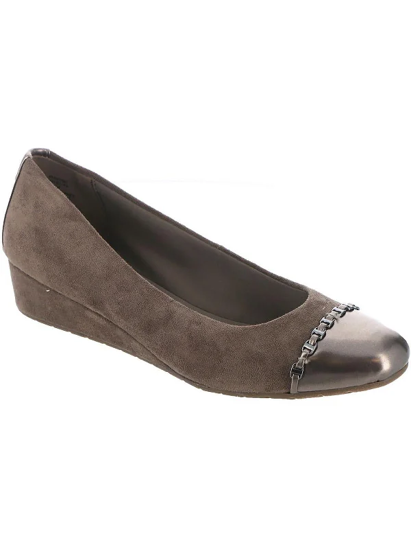 Stylish flats with patios-Maysel Womens Leather Slip On Ballet Flats