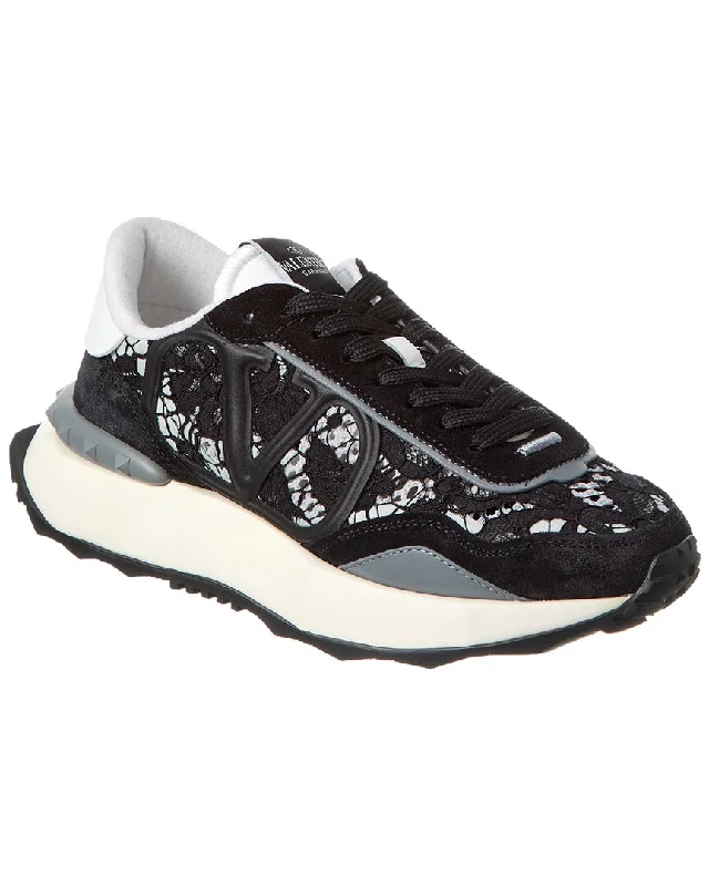 Athletic shoes for cushion comfort-Valentino VLogo Signature Lace & Suede Sneaker