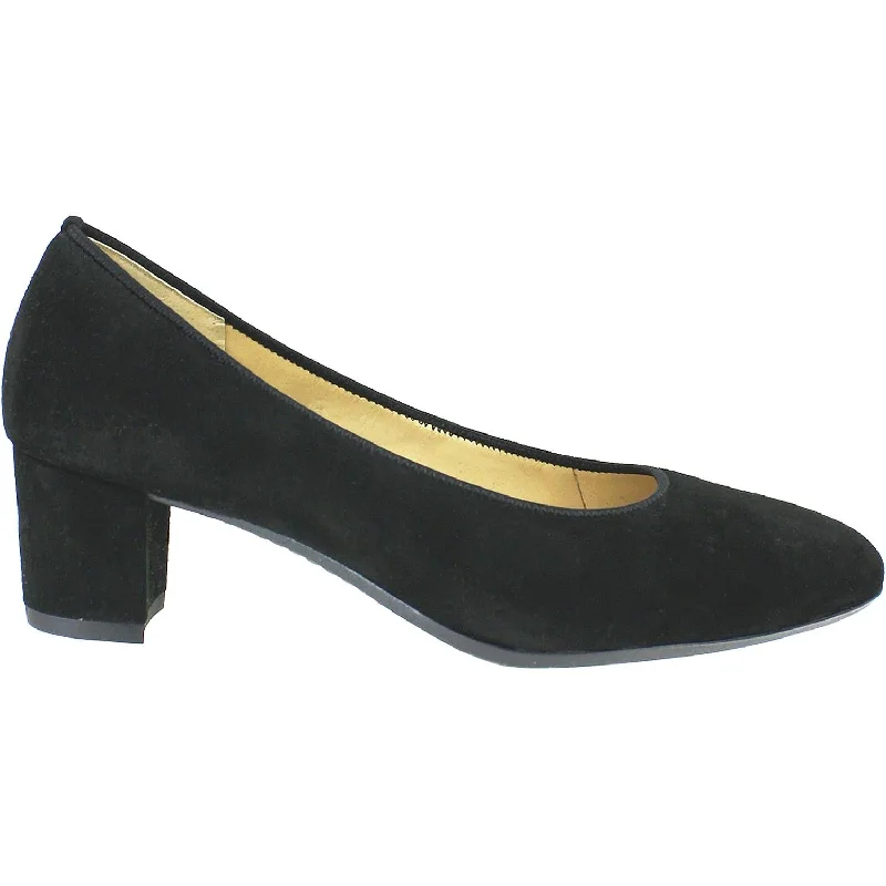 Fashion dress shoes with geometric-Women's Ara Shoes Kendall Black Samtchevro Suede