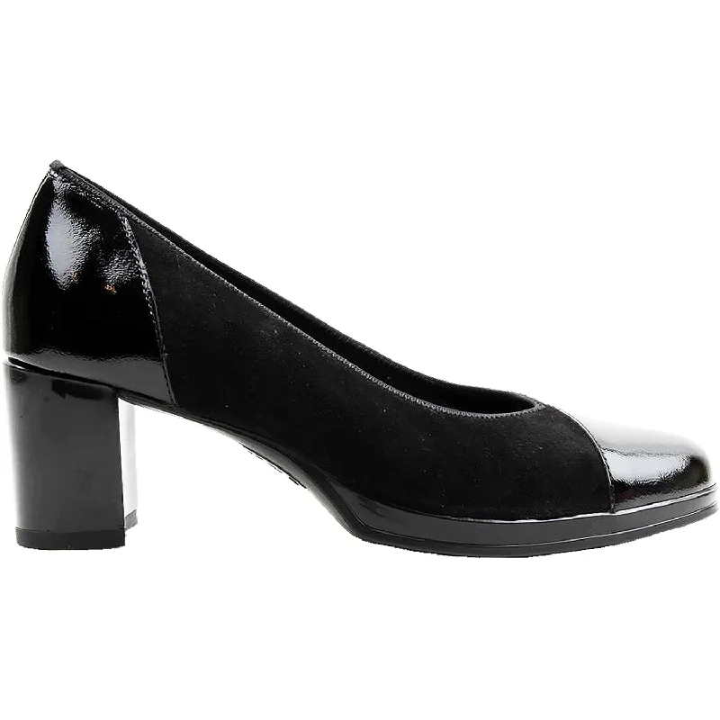 Fashion dress shoes with timeless appeal-Women's Ara Concord Black Suede/Patent