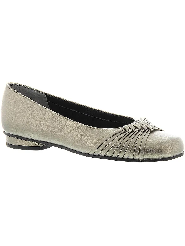 Affordable flats near woods-Marlene Womens Stacked Heel Round Toe Ballet Flats