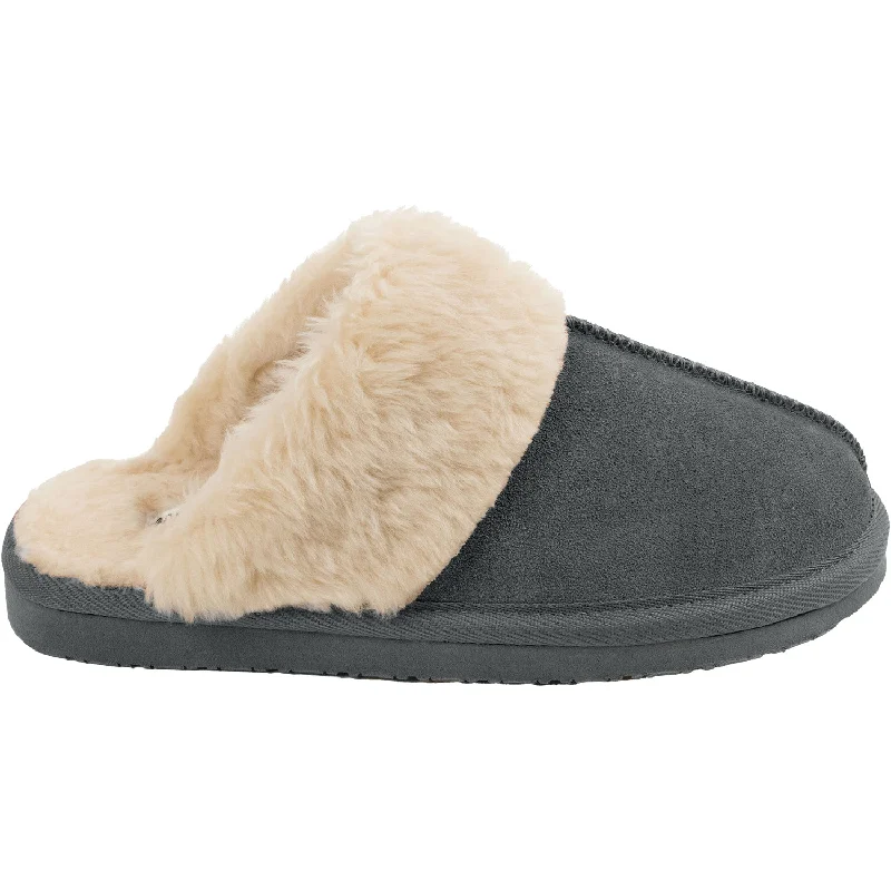 Slippers for movie buffs-Women's Minnetonka Chesney Charcoal Suede