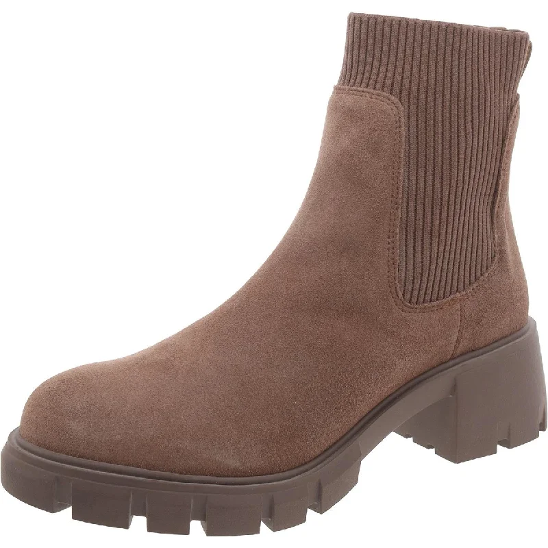 chic leather boots for women-Hutch Womens Suede Lugged Sole Chelsea Boots