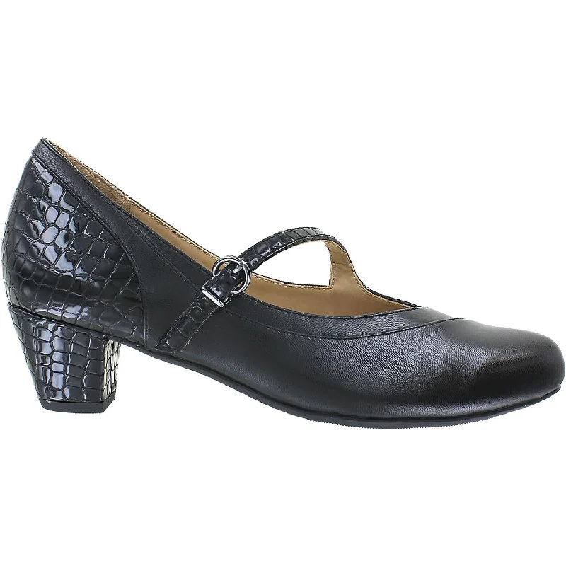 Fashion dress shoes with occasional-Women's Ziera Violet Black Leather/Croc Patent