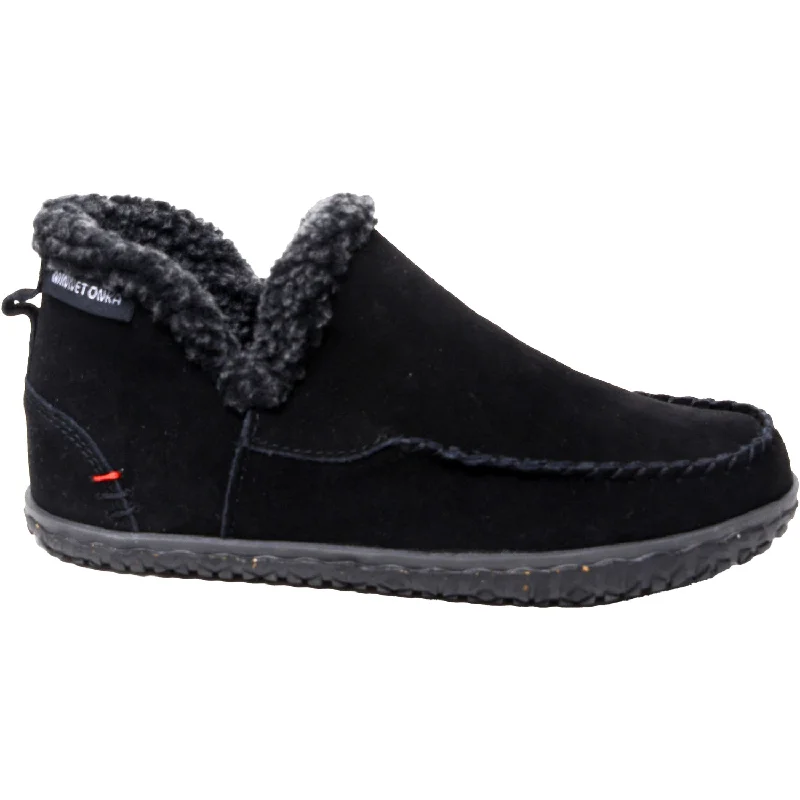 Slippers with soft knit-Women's Minnetonka Taren Black Suede