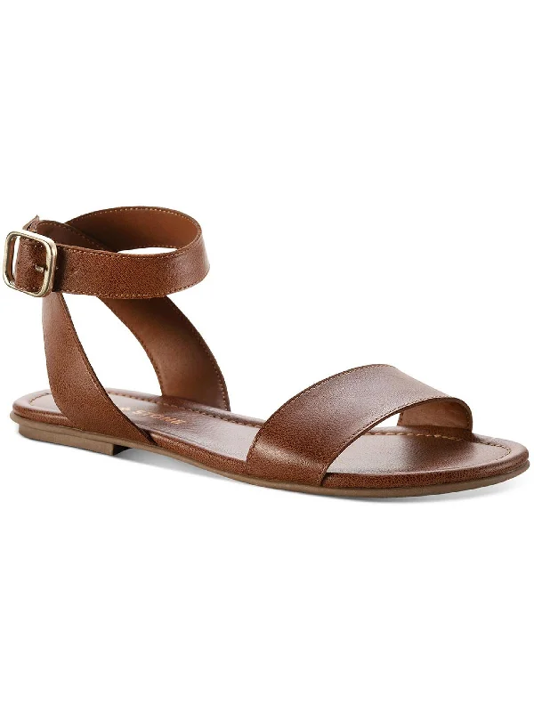 Sandals with classic slip-on design-Miiahp Womens Faux Leather Open Toe Flat Sandals