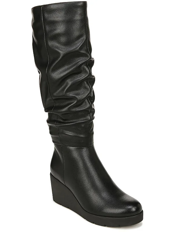 boots for hiking on slippery surfaces-Aura Womens Zipper Slouchy Knee-High Boots