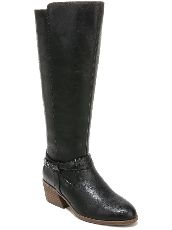 boots with cozy fit for winter weather-Liberate Womens Faux Leather Riding Knee-High Boots