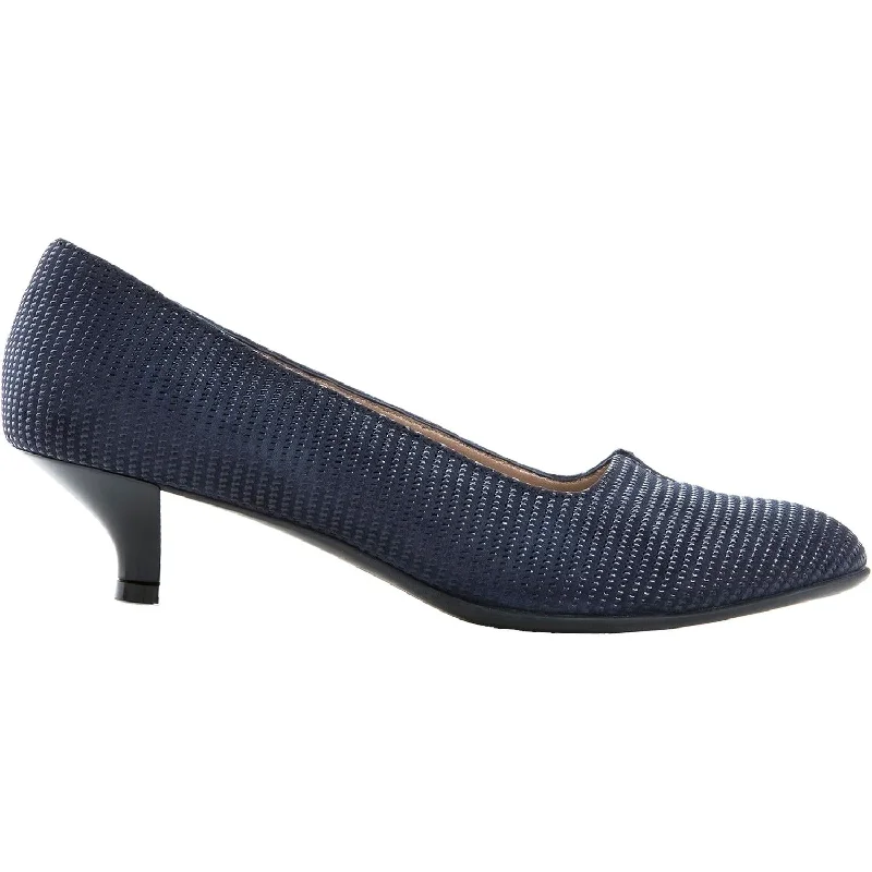 Fashion dress shoes open toe-Women's BeautiFeel Mystique Navy Linear 3D Print Suede