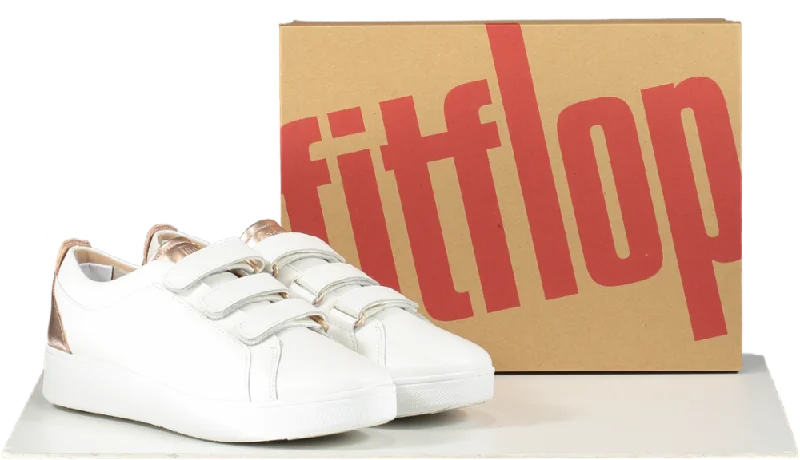 FitFlop Metallic-back Urban White Rose Gold Leather Strap Trainers BNIB UK 4.5 EU 37.5👠