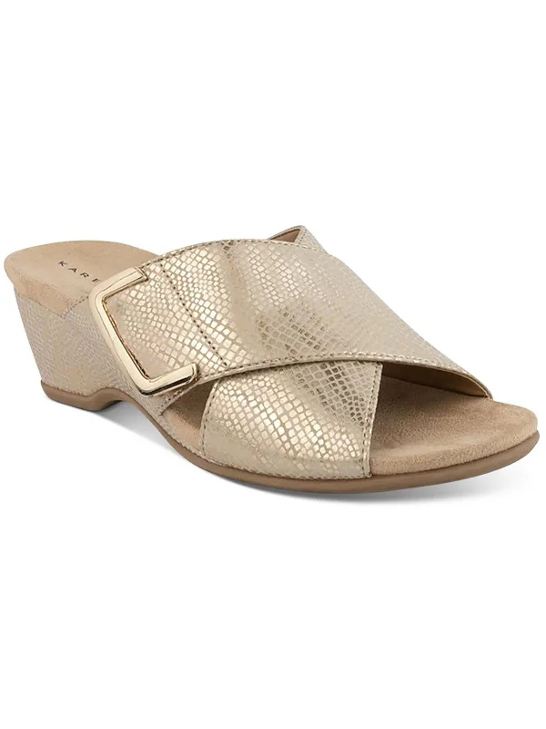 Leather sandals for women-ELZAA Womens Slip On Open Toe Wedge Sandals